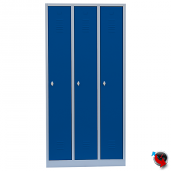 Artikel Nr. 515131 - Stahl-Kleiderspind - Abteilbreite 40 cm - Gesamtbreite 120 cm- 3 Drehriegel - blaue Türen - sofort lieferbar  !